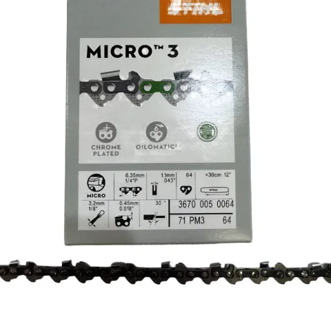 STIHL 12 Inch Chain 71 PM3 64 OEM – 3670 005 0064 – 1/4" Picco .043 Gauge