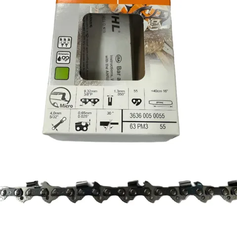 STIHL 16 Inch Chain 63 PM3 55 OEM – 3636 005 0055 – 3/8" Picco .050 Gauge