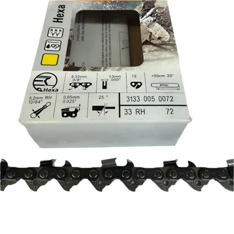STIHL 20 Inch Chain 33 RH 72 Rapid Hexa OEM – 3133 005 0072 – 3/8" Pitch .050 Gauge