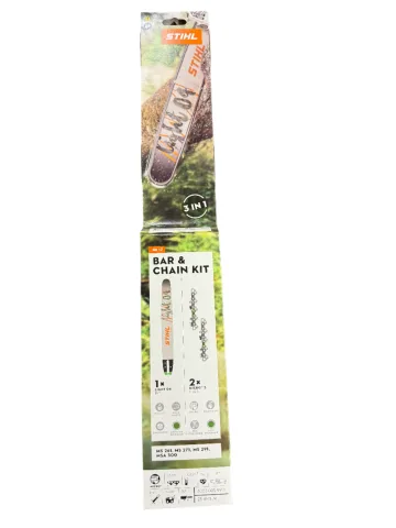 STIHL 3003 005 9910 2+1 Cut Kit – 18" Bar & 2 23 RM3 74 Chains